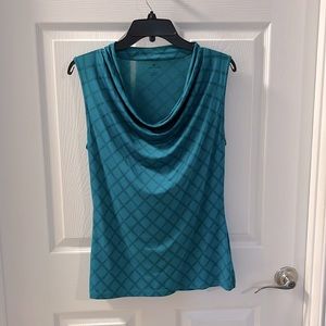 Sleeveless, Teal with Black details, work casual blouse